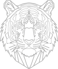 Fototapeta premium Detailed vector illustration of a lion head with bold lines and strong expression. Perfect for t-shirt prints, logos, mascots, tattoos, and branding. The design emphasizes power, courage, and royalty.