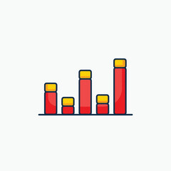 Fototapeta premium Ascending Red Bar Chart Icon with Yellow Accents