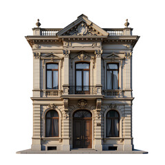 Obraz premium Beige Victorian House Front with Transparent Background, 3D Realism Architectural Asset