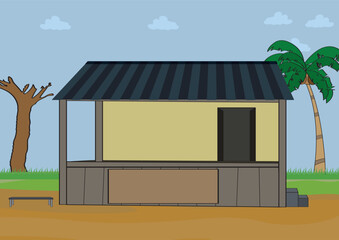Kerala traditional tea shop illustration vector.