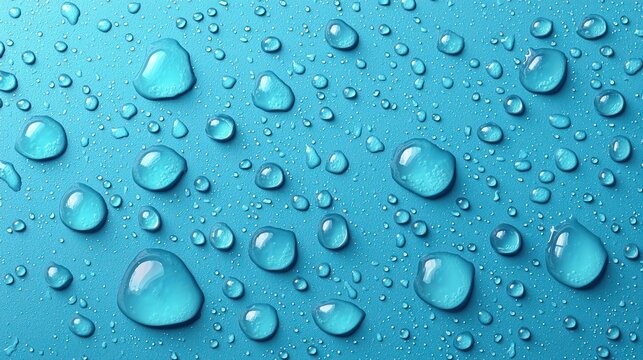 Water droplets on teal surface