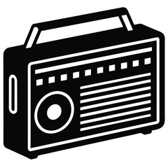 retro portable radio, vintage item, silhouette vector art