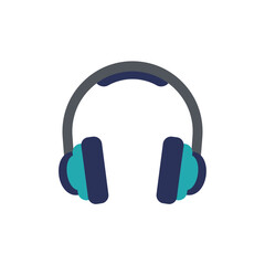 Modern flat design vector illustration of wireless over ear headphones for immersive audio listening and music enjoyment.