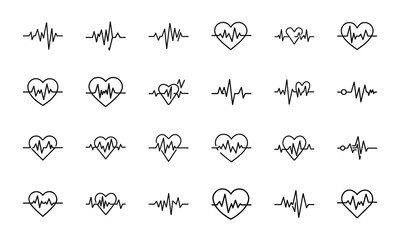 Medical Healthcare Line Art Icons Collection: Syringe, Stethoscope, Hospital Equipment, Organ, and Doctor Symbols with Outline Style and Subtle Glow
