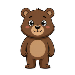 Obraz premium Brown Cartoon Bear with Transparent Background, Cute Illustration for Digital Design