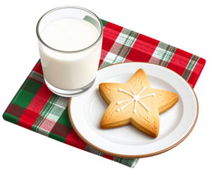  Festive Cookie and Milk for Santa Christmas Treat PNG