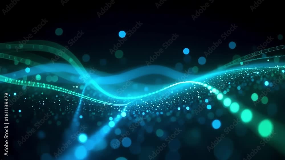 Poster abstract blue light wave background animation for technology and science visuals video 100 char