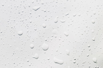 Closeup water drops on white background, water drops pattern background