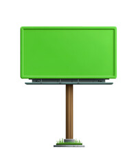 Fototapeta premium Isolated Green Billboard with Wooden Support and Concrete Base.