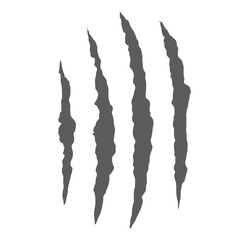 Four deep claw scratches with torn surface effect on white background.