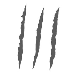 Three jagged claw marks with sharp and uneven torn edges.