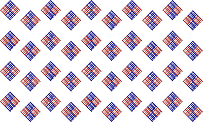 Fototapeta premium Red and blue vintage diamond pattern, blue red plaid fabric texture, diamond checkerboard repeat pattern, replete image, design for fabric printing
