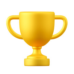 3D Gold Trophy Cup Illustration Isolated on Png Transparent Background for Award, Winner, and Victory Concept