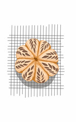 Beautiful Sourdough bread on flower shape with leaf pattern. Healthy food