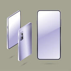 realistic purple smartphone with multiple perspectives