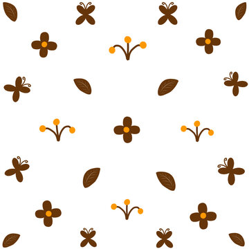 Flower leave butterfly Seamless Pattern 