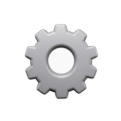 A three-dimensional gray gear icon representing settings, mechanics, and industrial processes.