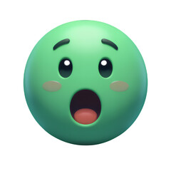 Fototapeta premium Green 3D Realism Surprised Face with Transparent Background, Digital Media Asset