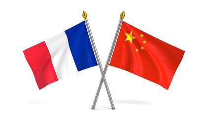Crossed French and Chinese flags