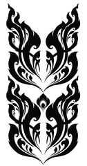 Symmetrical Thai Floral and Flame Pattern