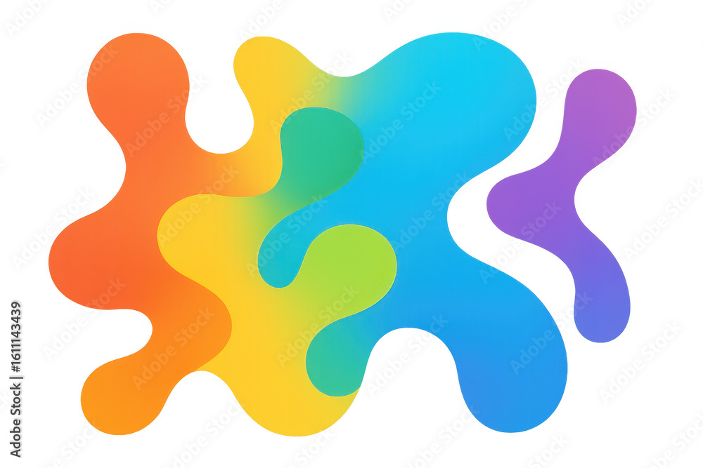Poster colorful abstract shapes blend together, creating a vibrant and dynamic design against a transparent
