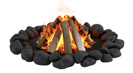 Capturing the Warmth and Ambiance of a Crackling Campfire Scene with Dynamic Flames and Textured Rocks Creating an Inviting Outdoor Gathering Place for Relaxation and Adventure