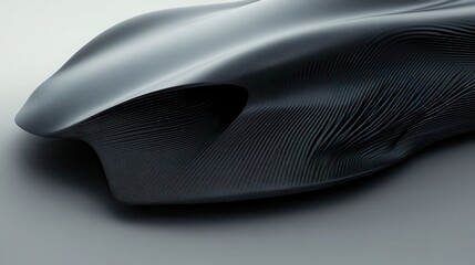 Obraz premium Abstract dark form, textured surface, flowing lines.