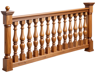 Classic Wooden Balustrade Set Decorative Stair and Balcony Railings Isolated on Transparent Background PNG