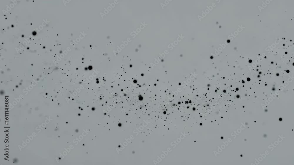Poster stock video of black particles on white background for overlay and motion graphics use 100 char
