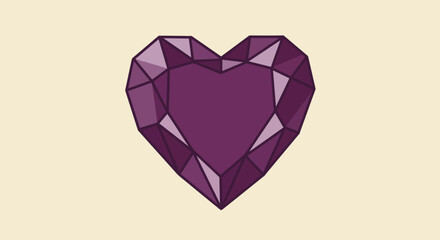 Vector Sketch of Crystal Heart – Hand-Drawn Geometric Gemstone Illustration