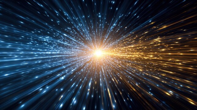 Dynamic Light Beams in Space, Perfect for Sci-Fi Design, Posters, and Promotional Graphics.