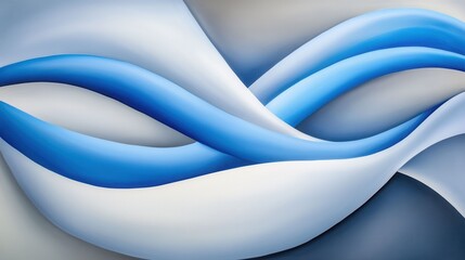 Fototapeta premium Abstract painting: flowing blue, white curves.