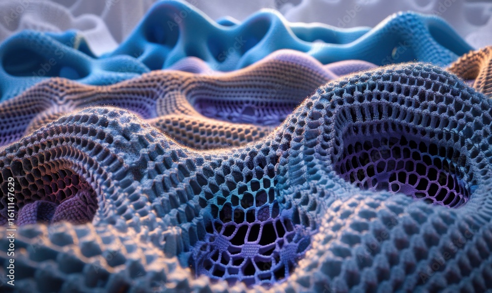 Poster abstract knitted netting structure surface cool colors graphic background