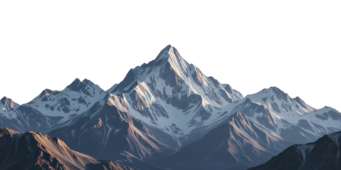 Snow-Capped Mountain Range with Transparent Background, Digital Illustration for Web Design