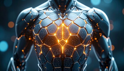 Torso in Futuristic Armor with Glowing Energy Core Design