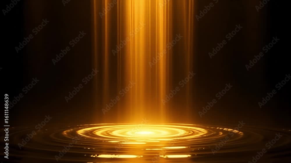 Poster golden light beam effect animation background for presentation and graphic design element