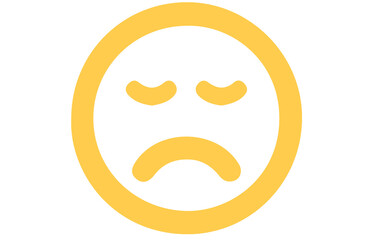 Yellow sad emoji icon with downturned mouth and closed eyelids