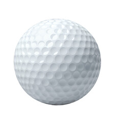 White Golf Ball with Glossy Finish, Transparent Background, 3D Realism Design Element