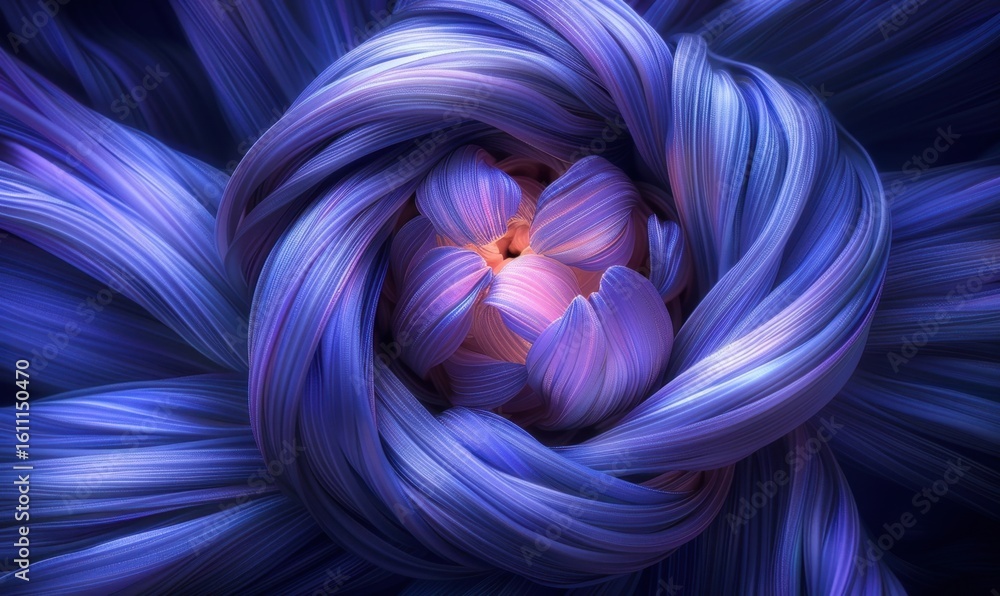 Aufkleber abstract swirl flower pattern in deep blues and purples macro close up