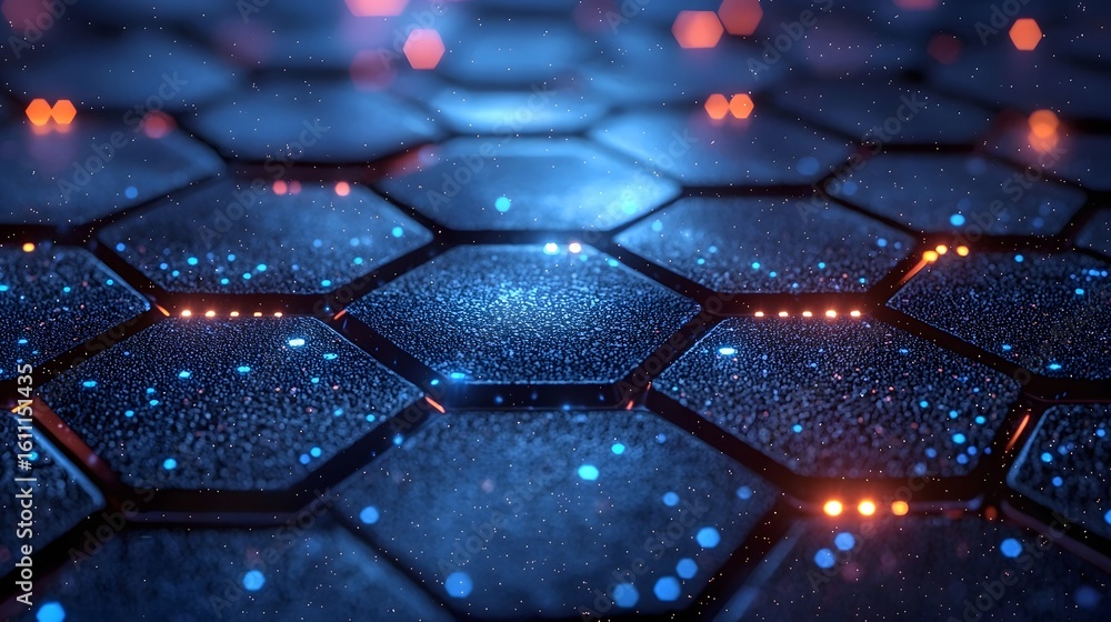 Poster mesmerizing neon hexagon pattern backdrop