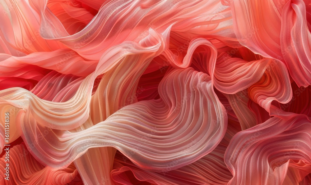Poster abstract waves flowing red and white fabric texture background for design