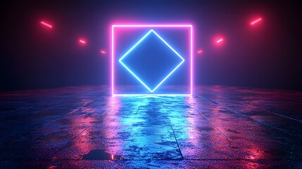 Elegant Neon Diamond Pattern with Glowing Outlines