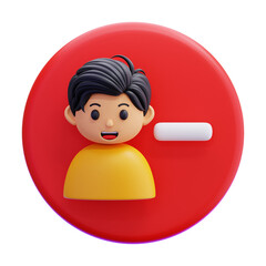 3D Illustration, character boy with negative sign