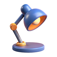 Stylized Blue Desk Lamp Casting a Warm Glow Against a Black Backdrop Perfect for UI and Graphic Design Projects