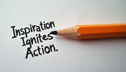 Inspiration Ignites Action Motivational Message with Pencil Close-Up