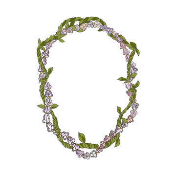 Hawaiian Crown Flower Lei Vector Illustration  Tropical Floral Garland Design