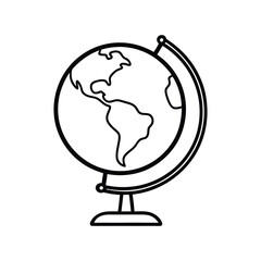 Globe Icon – Black Line Vector of World Geography, Travel, Education, and International Concepts