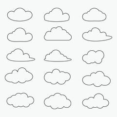 Cloud Ouline Shapes Vector Set
