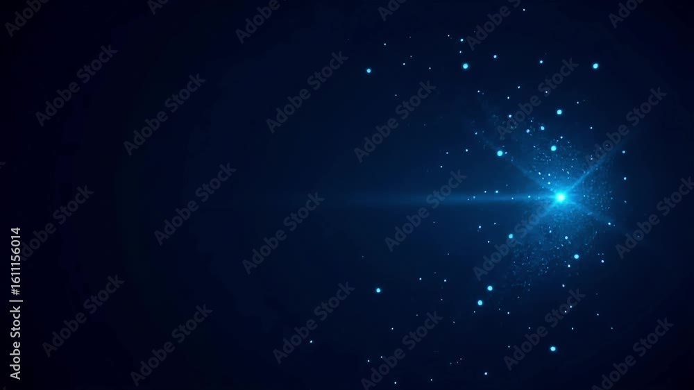 Poster blue glowing particles background animation loop for intro video and motion graphics design use