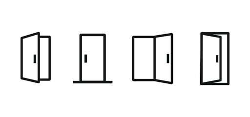 Door icon set. open and close door symbol. door sign png and vector illustration on transparent background